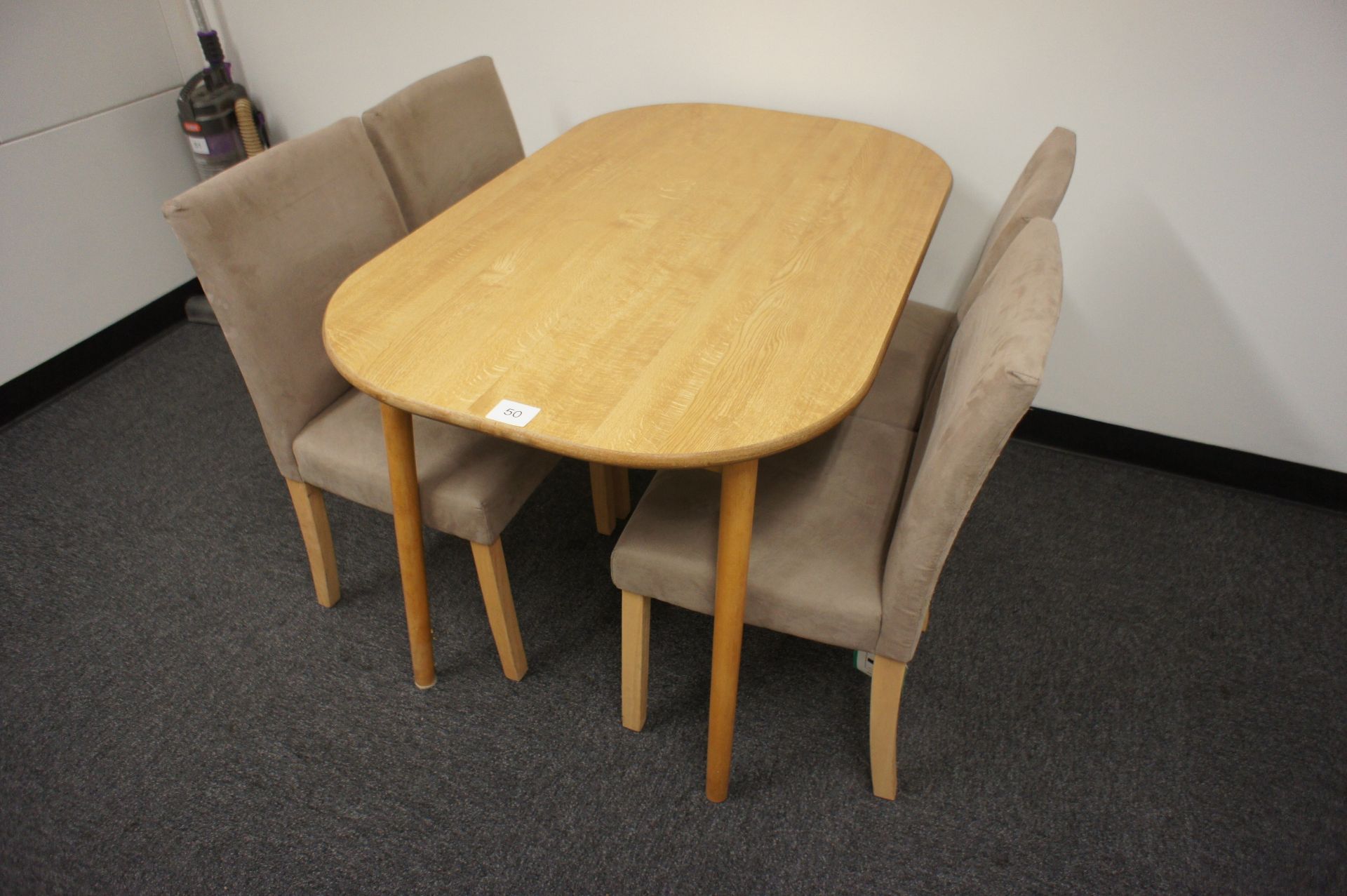 Oak Effect Dinning Table with 4 Upholstered Chairs - Image 2 of 3