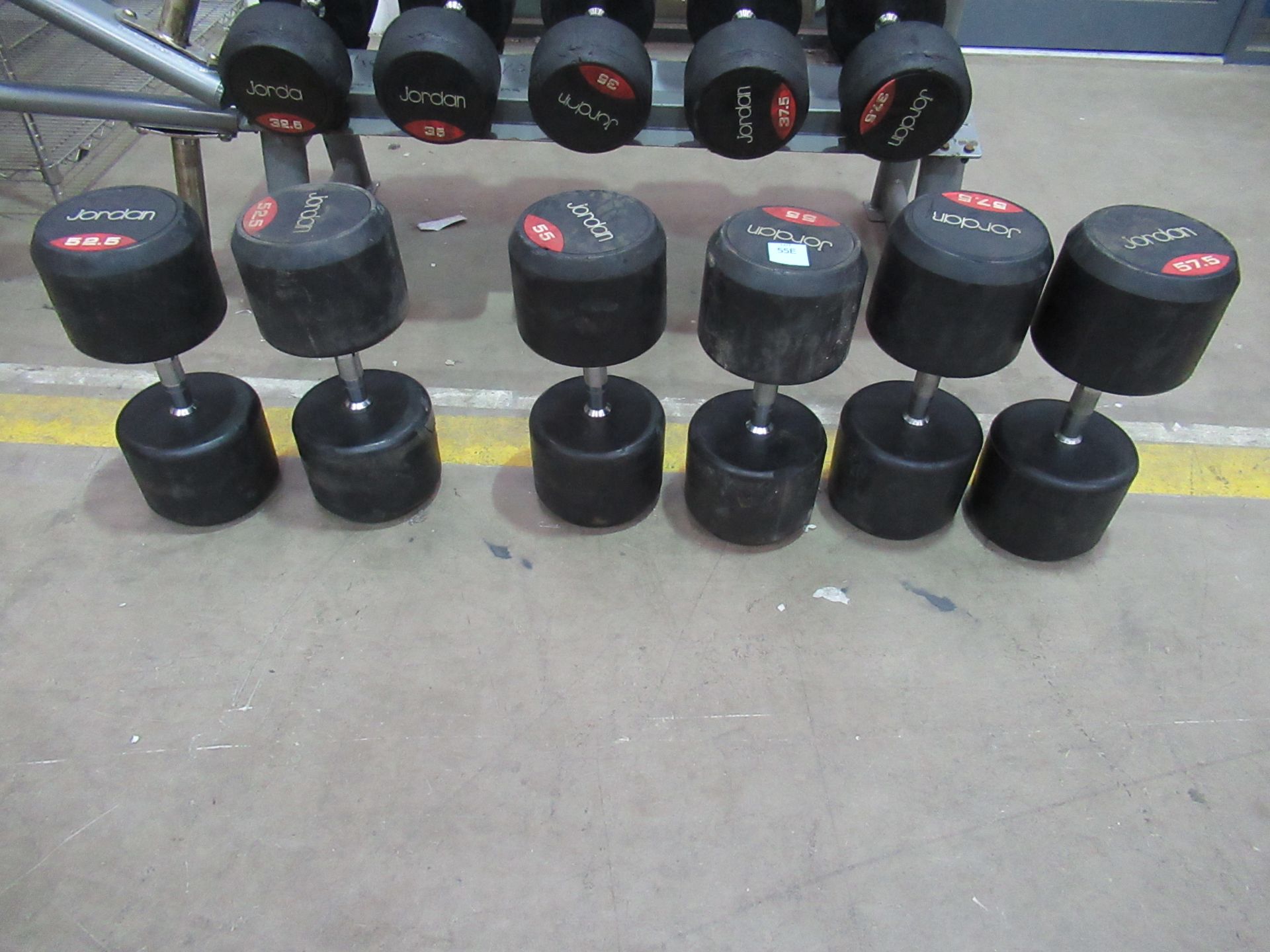 Various Jordan rubber covered dumbells