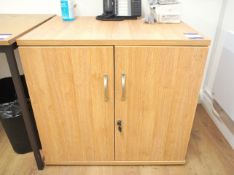 Oak Effect Double Door Office Cabinet (Desk High)