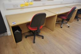 2 x Oak Effect Office Desk with 2 x Upholstered Mobile Office Chairs