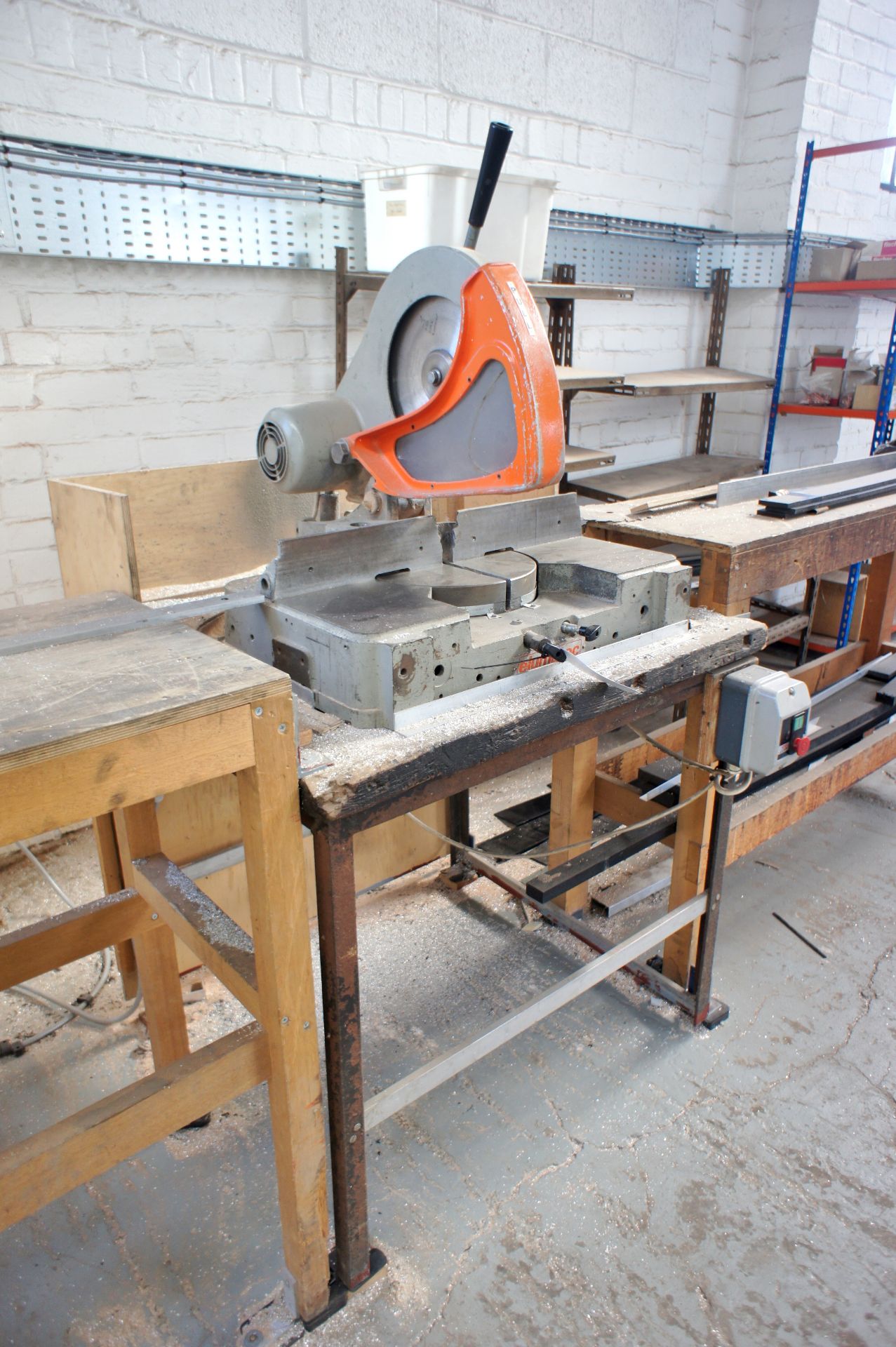 Elumatic MGS72 Mitre Saw, s/n 37554 with timber ta