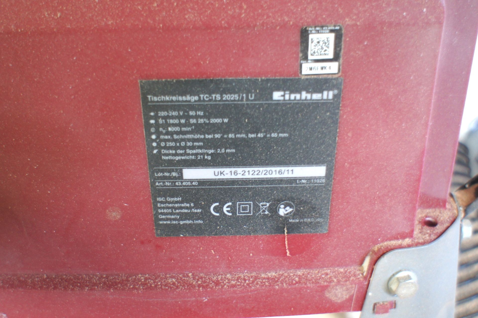 Einhell TC-TS2025 Table Saw with SIP 50Ltr Dust Co - Image 3 of 5