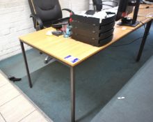 Oak Effect Office Table, HP LCD Monitor, Leather Effect Mobile Office Chair with 2 x Upholstered