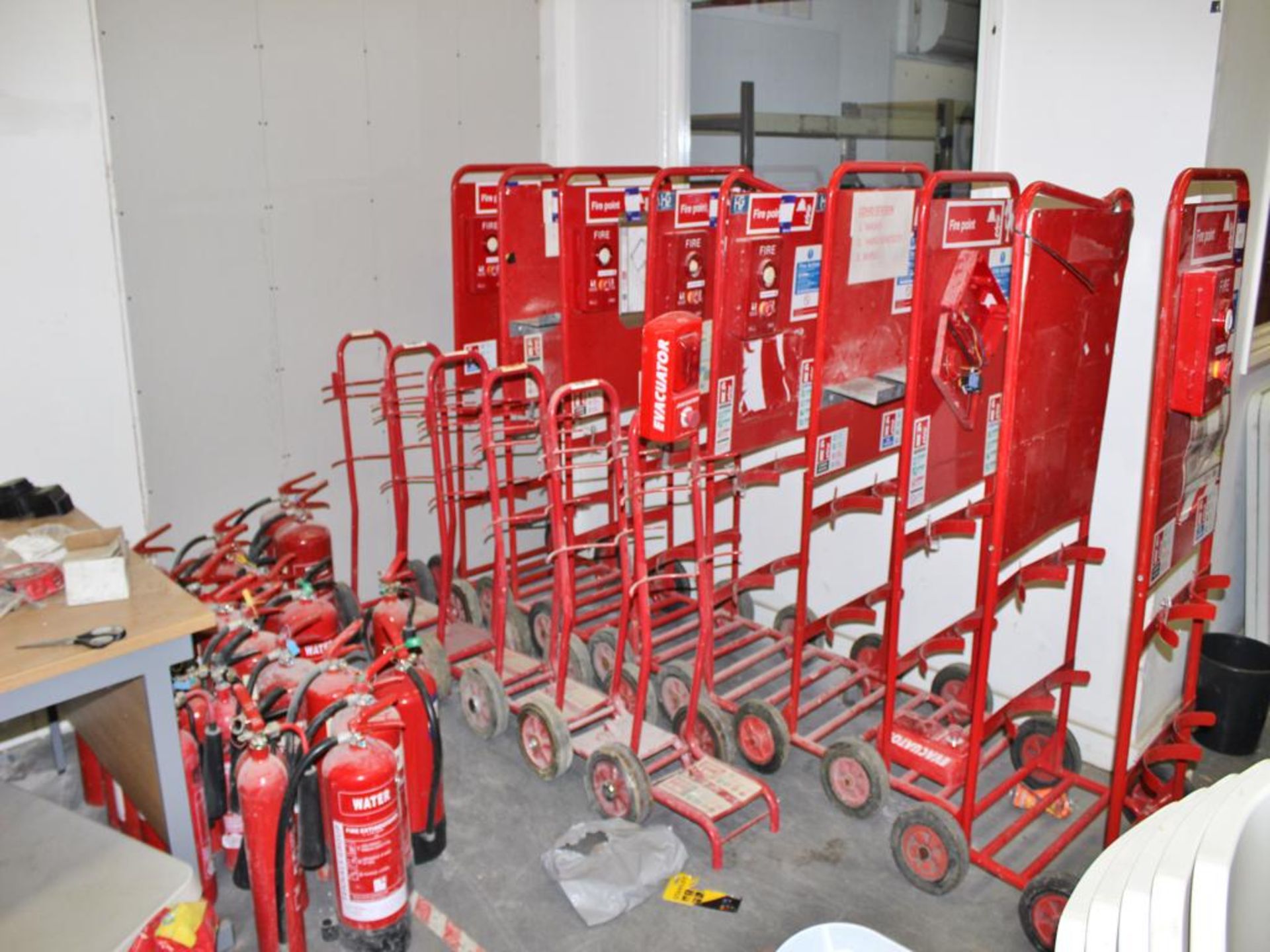 Large quantity of Mobile Fire Points, Trolleys & Fire Extinguishers