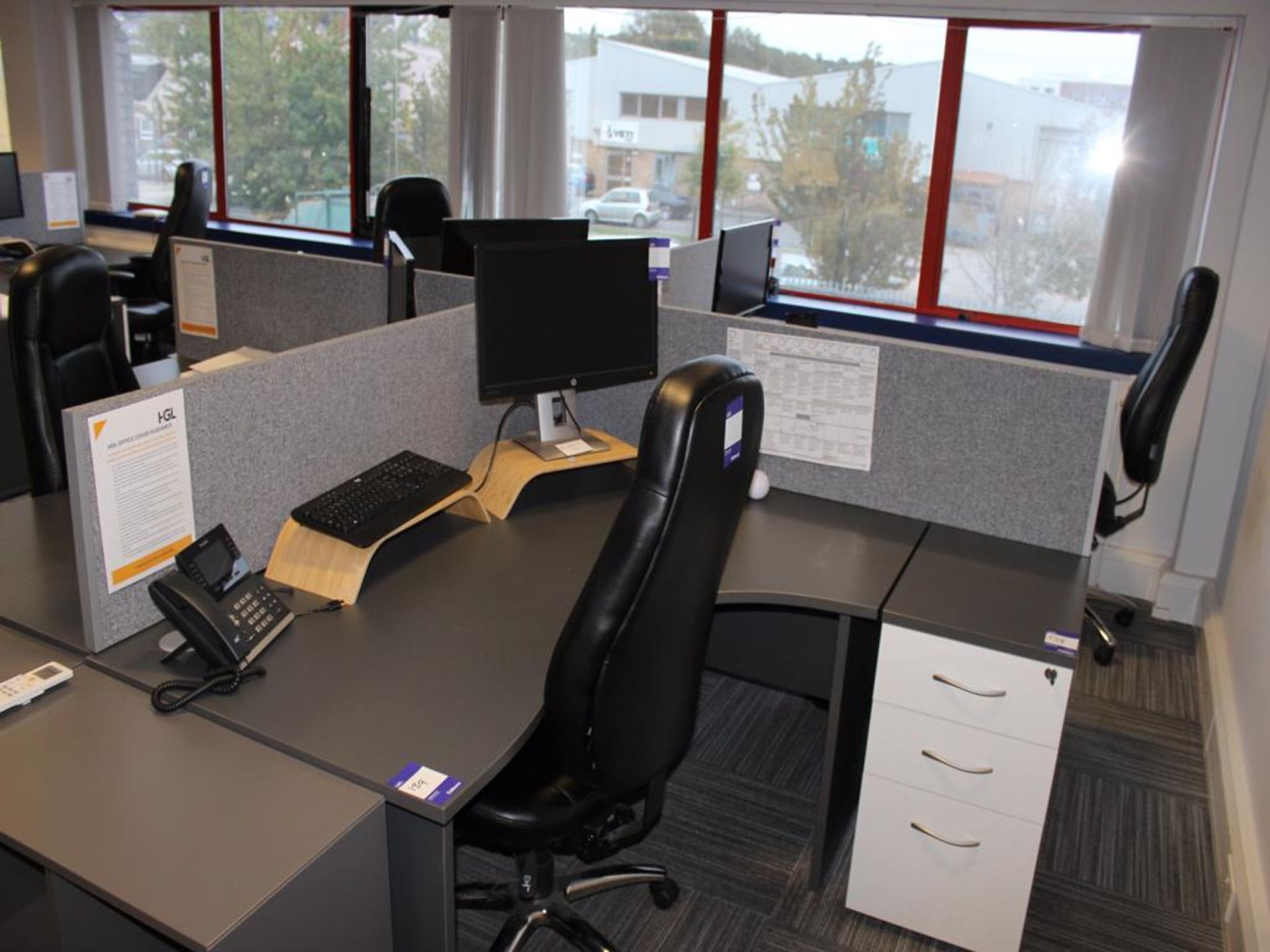 4 Workstations, to include; Chairs & Pedestals (monitors not included) - Image 2 of 2