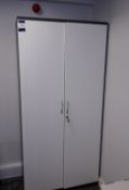 Twin door upright office cabinet, approximately 6' x 2'