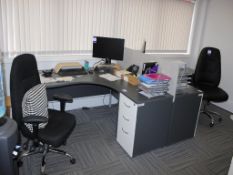 2 Workstations, to include; Pedestals & Chairs (MONITORS EXCLUDED)