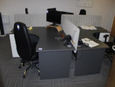 4 Workstations, to include; Pedestals & Chairs (MONITORS EXCLUDED)