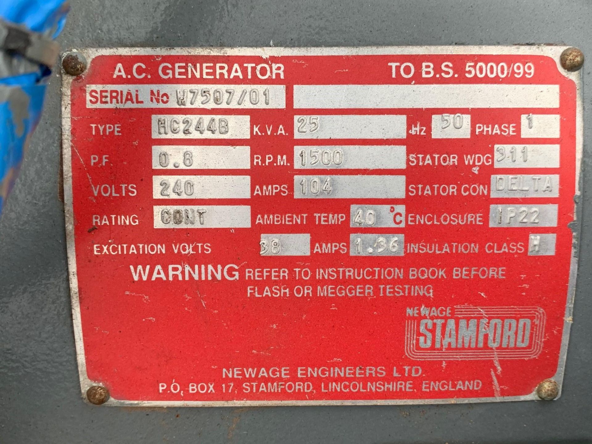 27Kva Perkins Generator  Ex Standby - Image 5 of 7