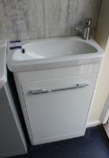 Vanity unit with Space Saver ceramic sink (520 W x 860 H x 255 D), with mixer taps, and single