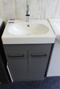 Vanity unit with Space Saver ceramic sink (500 W x 860 H x 390 D), with mixer taps