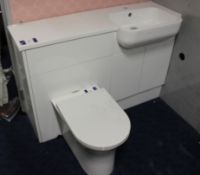 Gloss white vanity unit, including basin and toilet, 1400 x 350 x 840