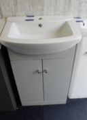 Vanity unit with Space Saver ceramic sink (550 W x 860 H x 410 D), with double door unit, no tap