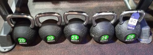 5 x Rockit Kettle Bells to include; 2 x 20kg, 2 x 24kg & 1 28kg