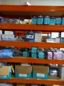 Contents to 2 bays of shelving (shelving not included) to include first aid sundries, bandages,