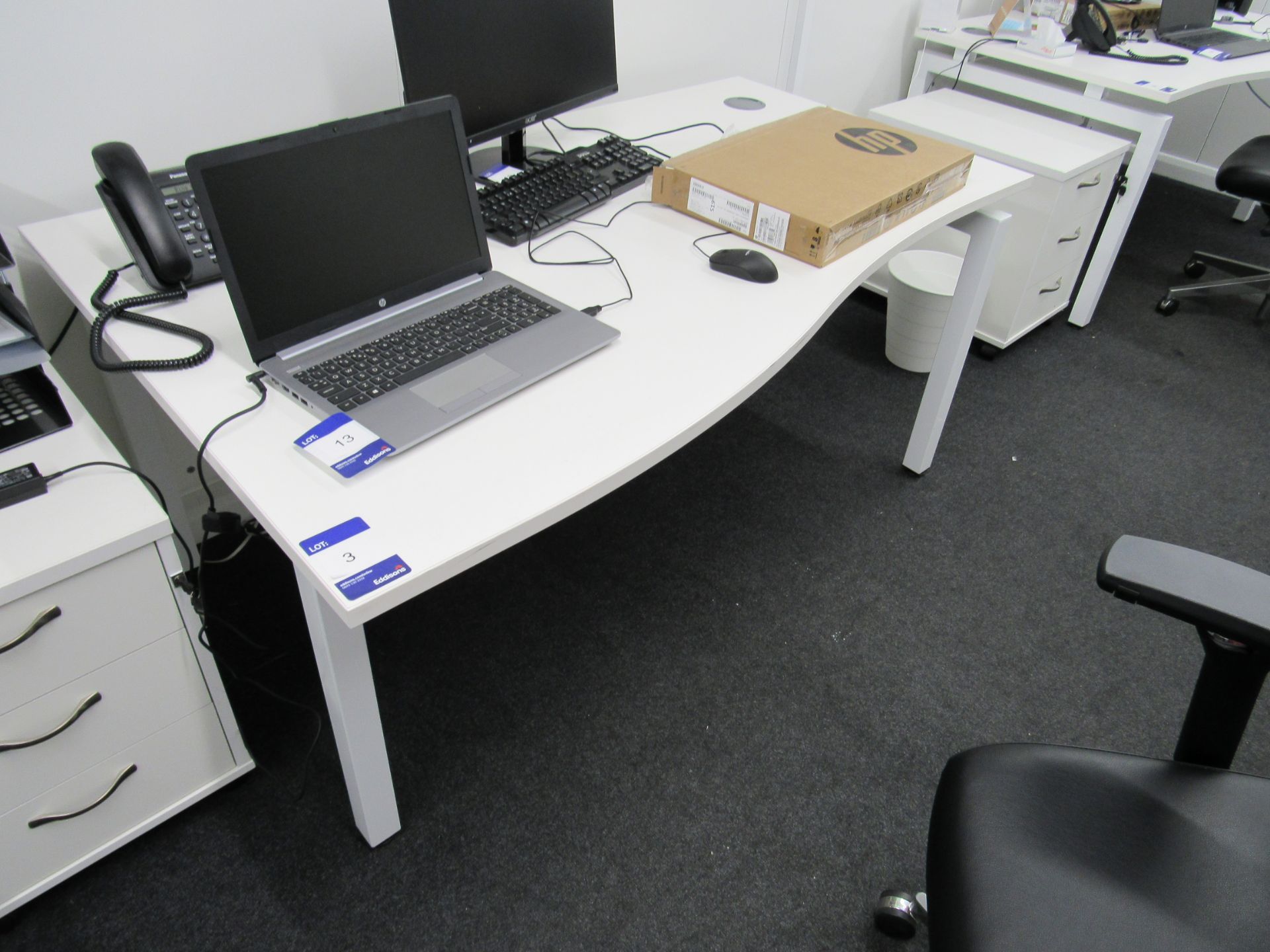 Steel Framed Wave Front Office Desk 1010 X 1600mm