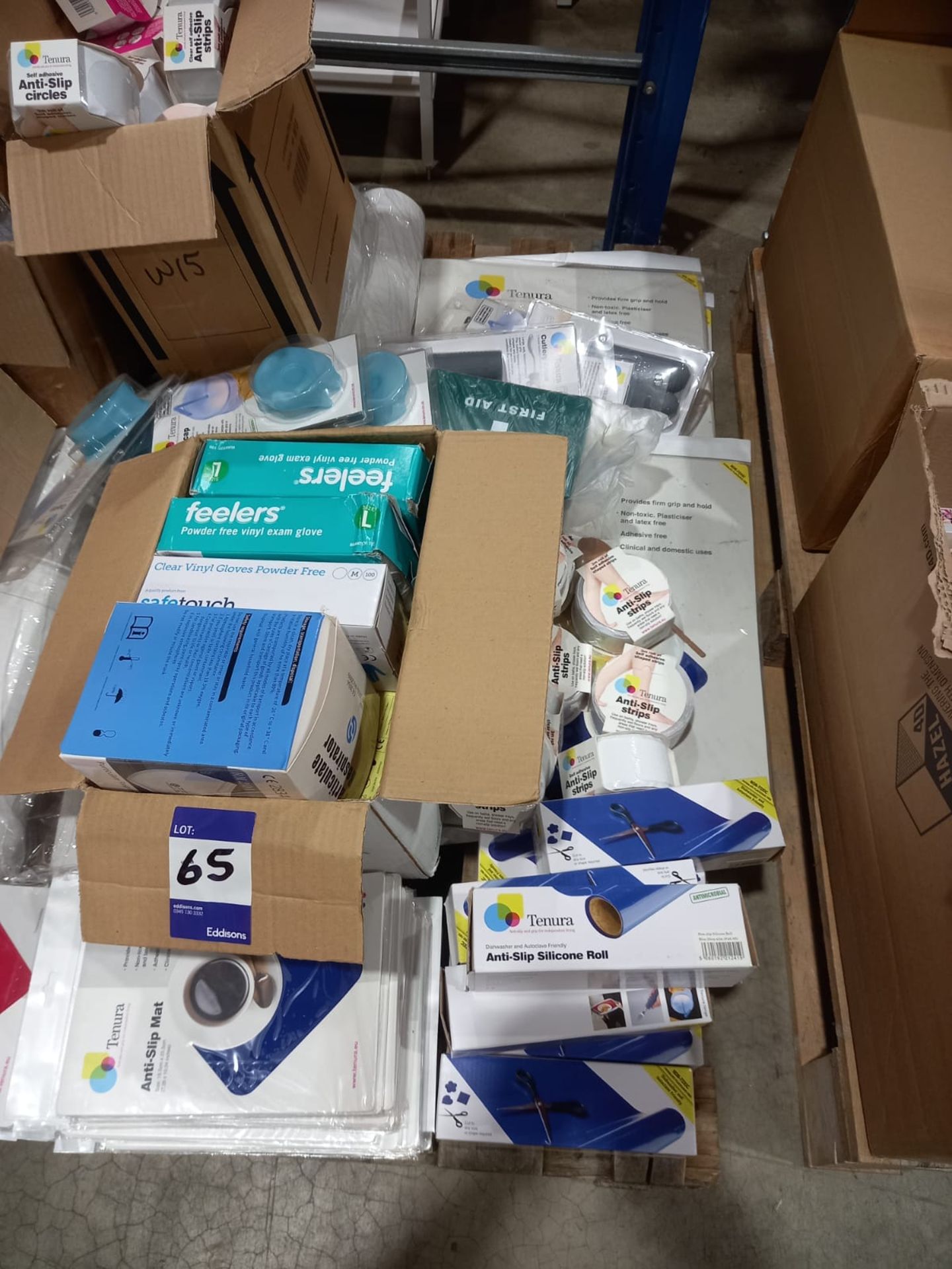 Contents of Pallet to include Tenura Anti Slip Mats, strips and silicone roll, examination gloves - Image 2 of 4