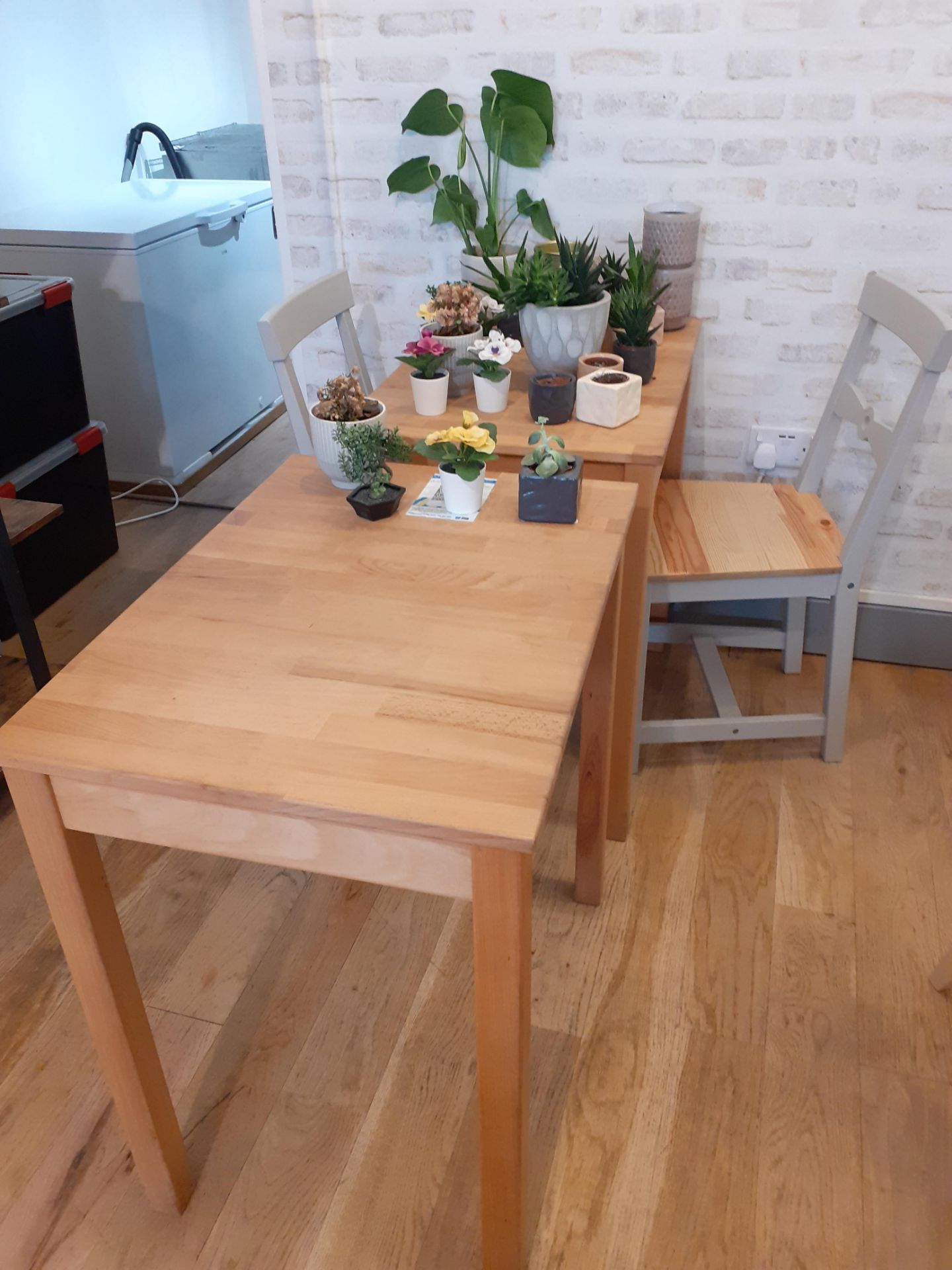 2 Small Timber Tables & 2 Chairs