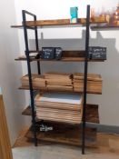 Steel Framed Shelving Unit & Quantity of Timber and Bamboo Serving Trays & Platters