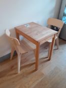 Small Timber Table & 2 Plywood Chairs