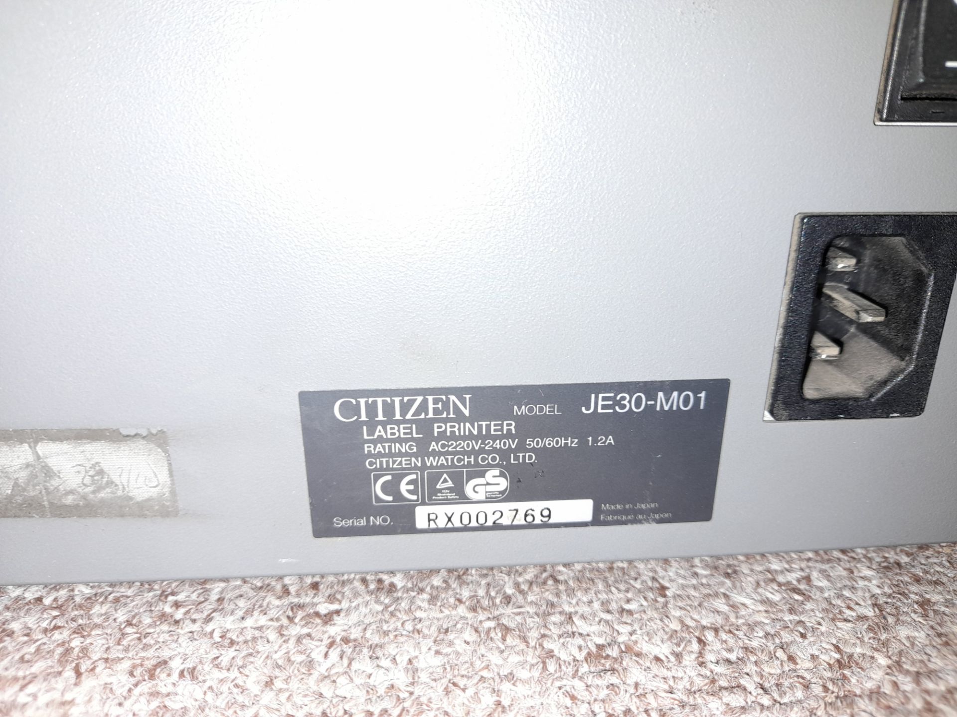 Citizen CLP-7202e / JE30-M01 label printer, Serial Number: RX002769 - Image 2 of 2