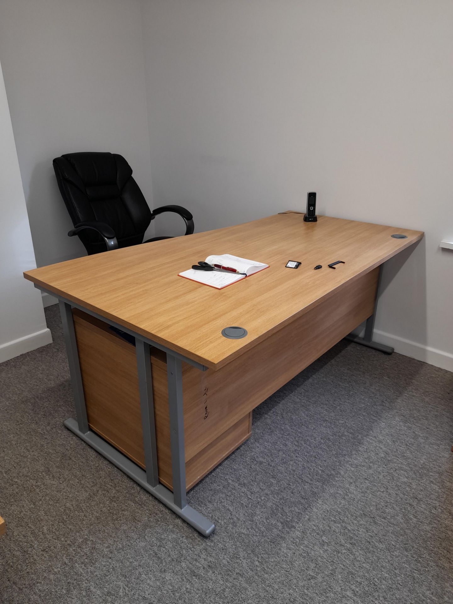 Contents of room to included 3 – Desks, 3 - Pedestal drawers, 3 - Directors chairs and Small - Image 2 of 5