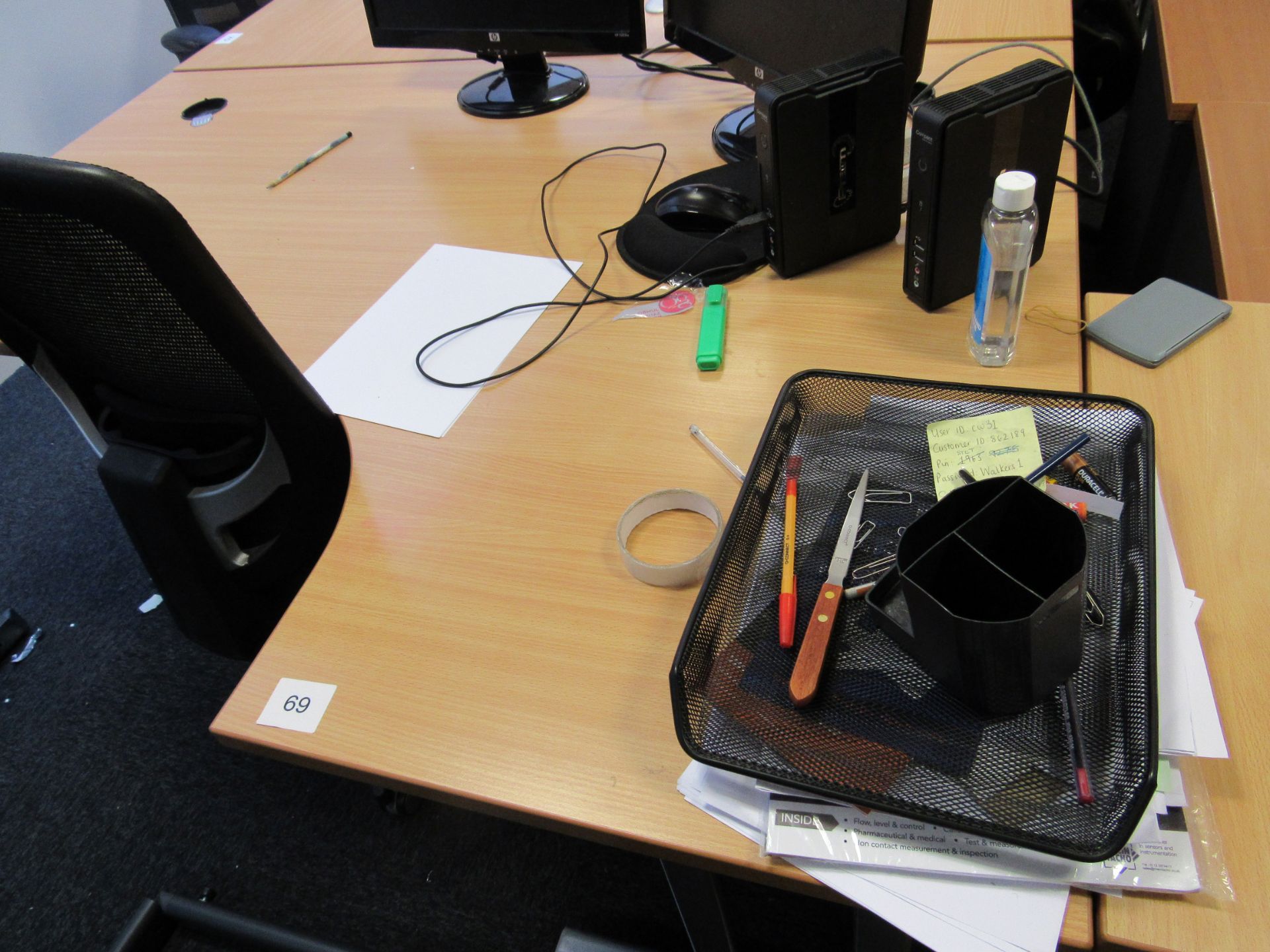 Right Hand Radius Beech Effect Desk with Chair and Desk High Pedestal – (Located in York) - Image 3 of 3