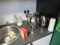 Quantity Sundry Kitchen Items including 2 Kettles, Crockery etc. – (Located in York)
