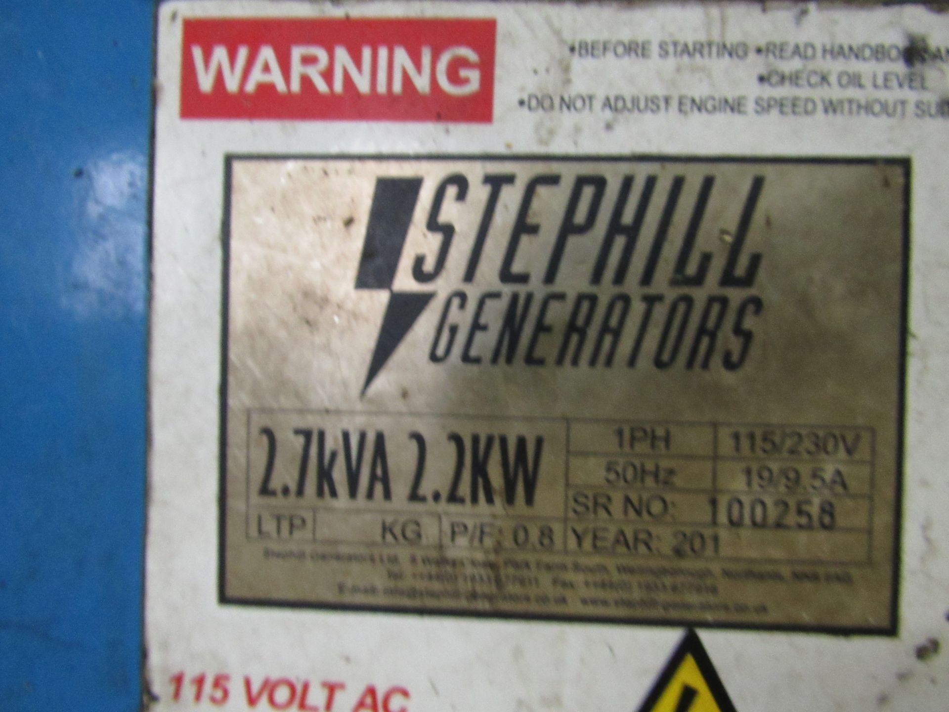 Stephill Generator 27kva Generator, 240v/110v - Image 3 of 4