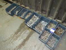 10 Parts Bins and Contents of Bolts, Nuts etc