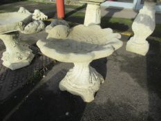 Shell Bird Bath – large shell on decorative base