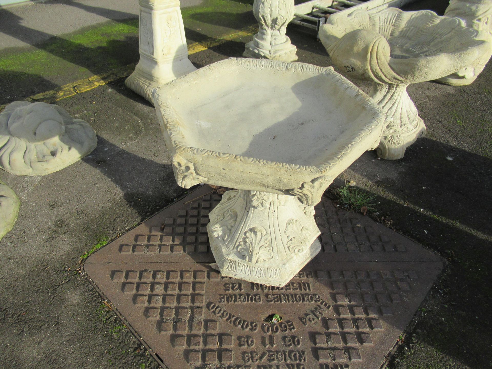 Gothic Bird Bath with hexagonal top