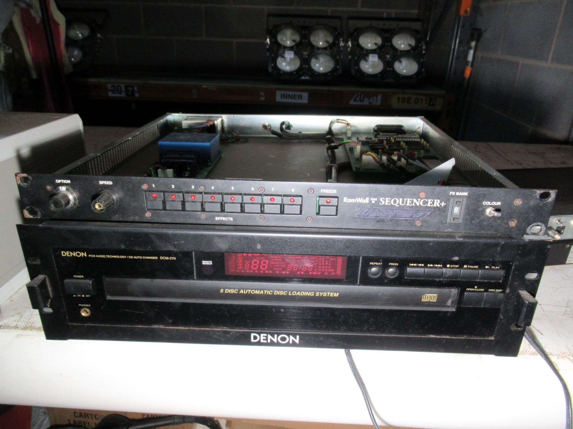 Denon DCM-270 5 Disc CD Player, Ram Wall 1042 Sequencer and a ELCA SR16 Super Regia Video Matrix Swi