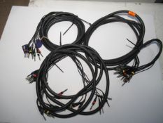 3 x 5m 8Way Snake Mono 6.35mm Jack Cables