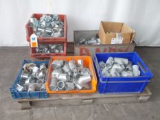 Pallet of assorted pedestrian rail fittings