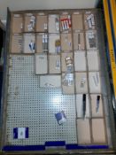 Quantity of various CNC drills and deburring blades etc., as lotted to tray (Tray & drawer not