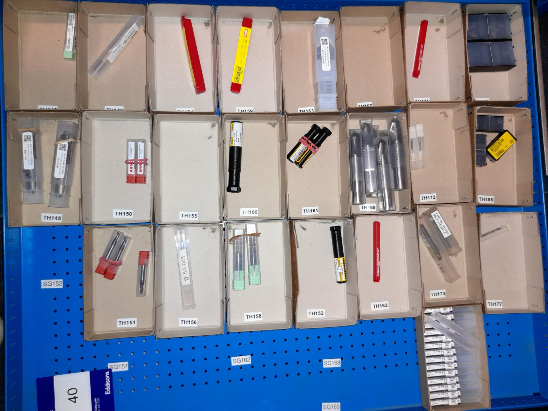 Quantity of various CNC drills etc., as lotted to tray (Tray & drawer not included) (Note: Various