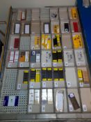 Quantity of various CNC inserts, cutters etc., as lotted to tray (Tray & drawer not included) (Note:
