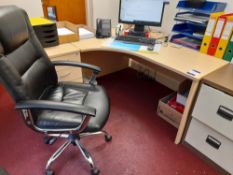 Light Oak Radius Desk, pedestal drawer unit and office chair