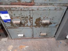 Retro vintage 4 drawer metal filing cabinet & contents