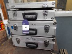 3 - Aluminium flight cases containing test leads, PLC & multi test etc.