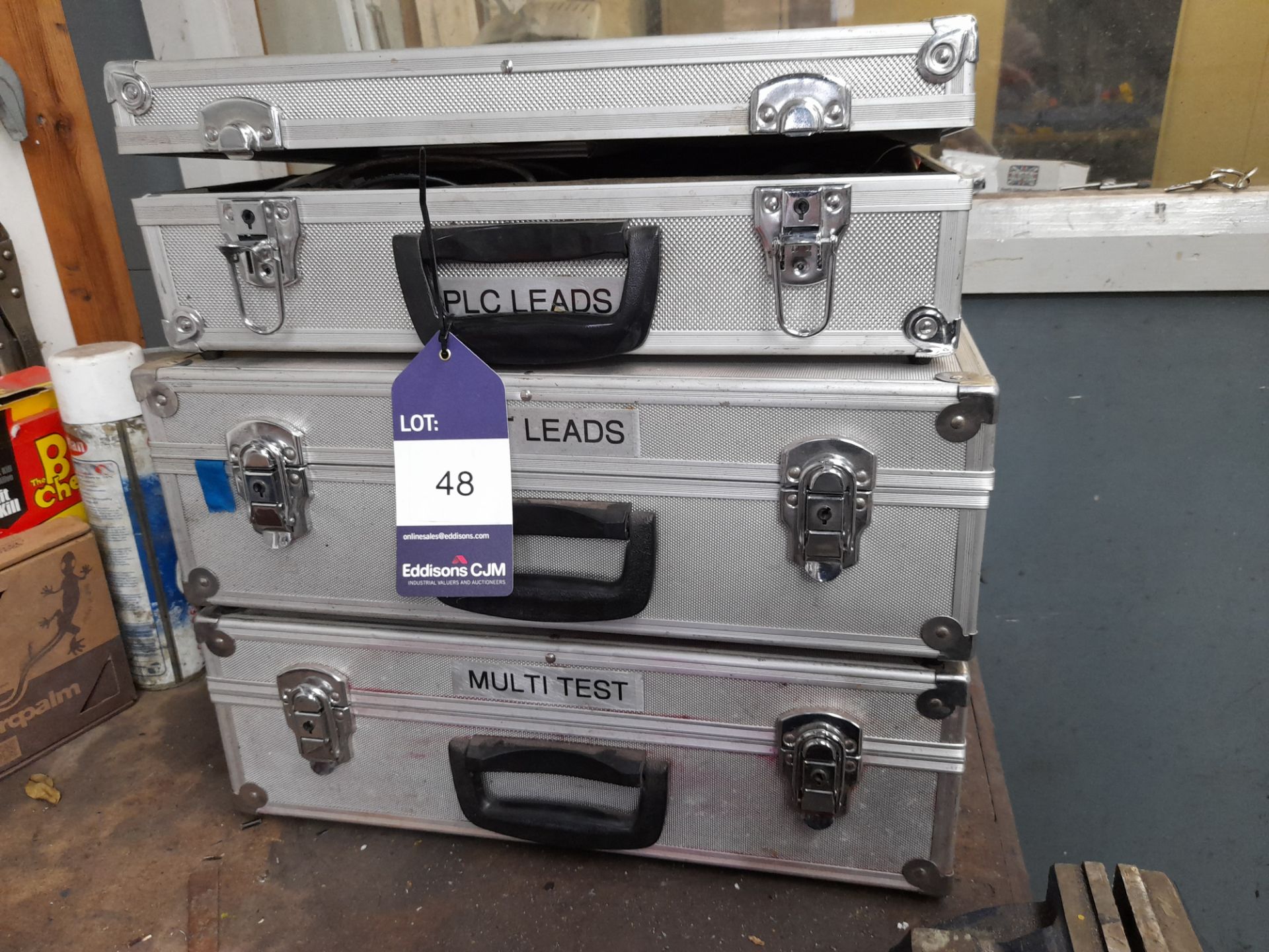 3 - Aluminium flight cases containing test leads, PLC & multi test etc.