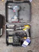 Dewalt 18v L1-TON drill, with 3 batteries & one charger, with case and Bosch GSB18V/55 drill, with