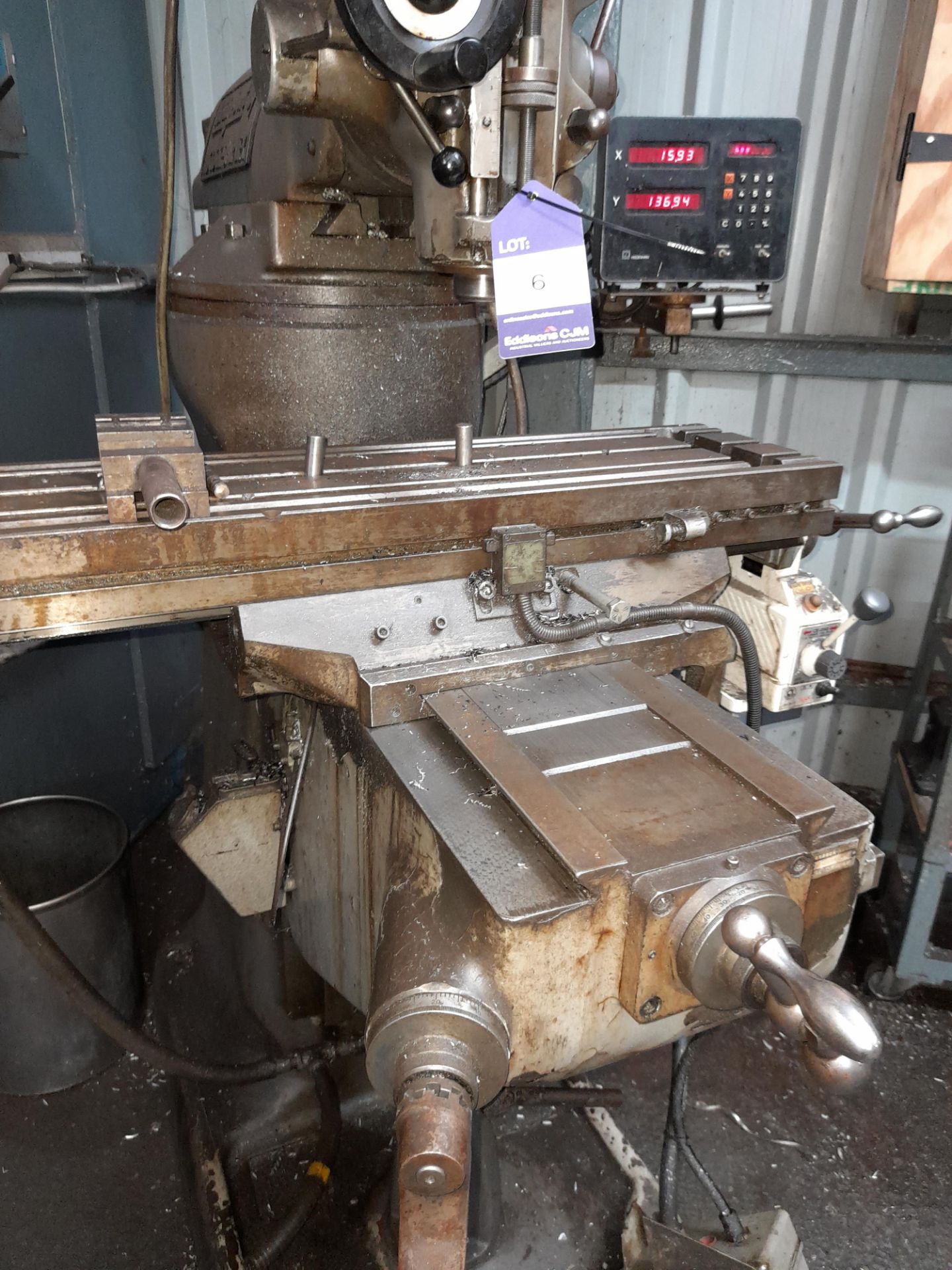 Bridgeport Textron vertical milling machine, s/n JB39772, with Heidenhain digital read out - Image 6 of 6