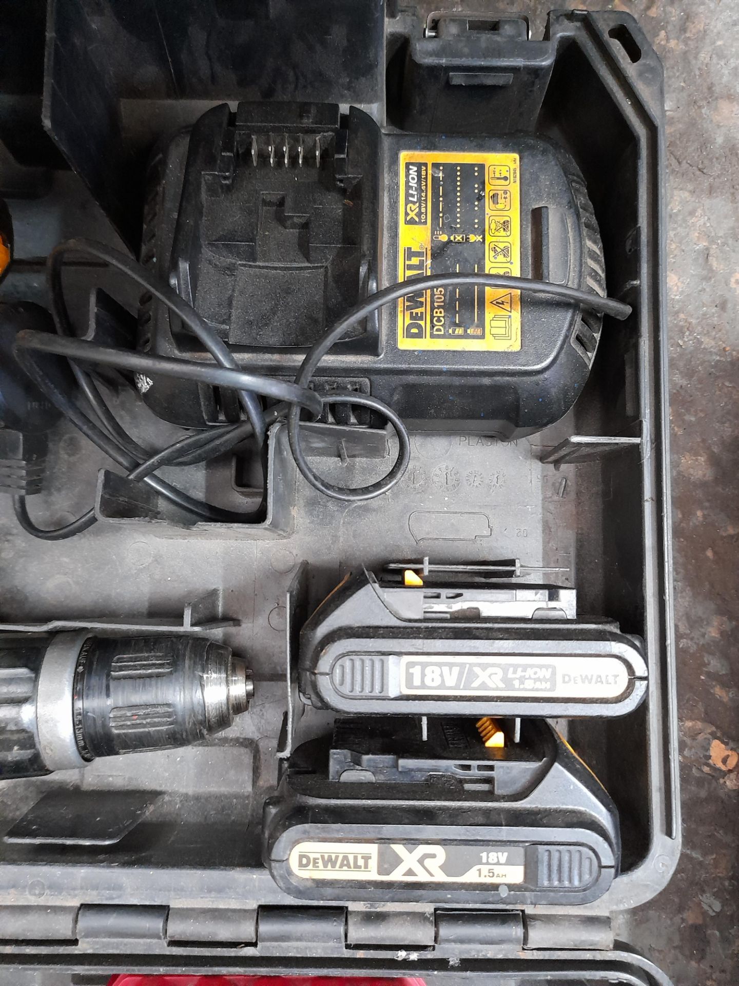 Dewalt 18v L1-TON drill, with 3 batteries & one charger, with case and Bosch GSB18V/55 drill, with - Image 4 of 4
