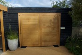 Pair of Oak contemporary garage doors