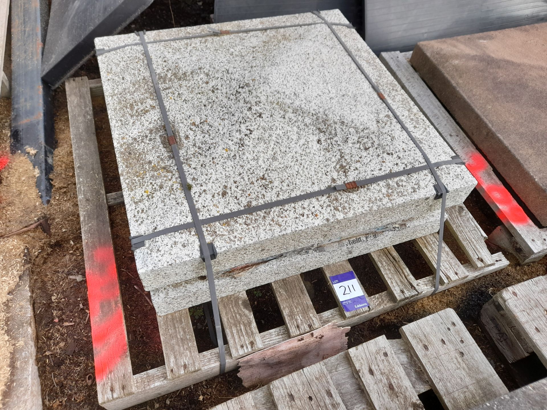 Pair of unused stone pier caps in granite, 770mm square