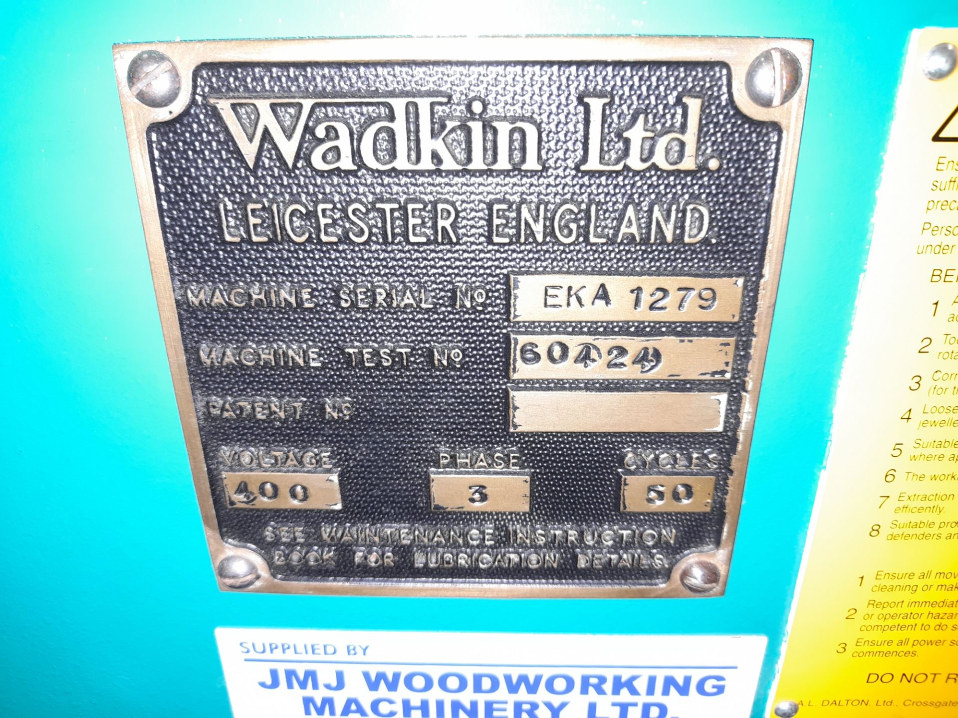 Wadkin Single End Tenoner, with top and bottom scriber (Serial Number EKA-1279) - Image 10 of 11