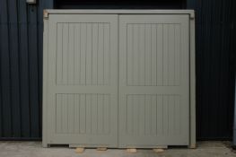 2 x Pairs of Garage doors designed for underground automation in Iroko paint, both have overall