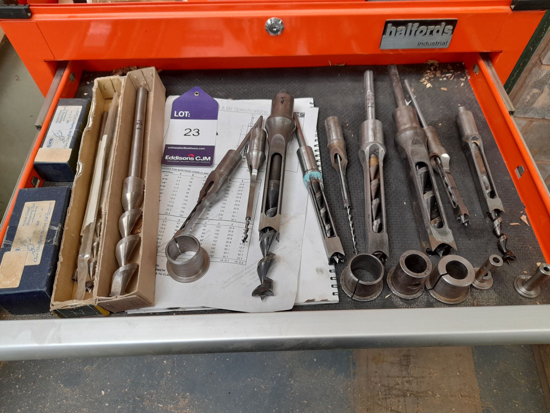 Assortment of Chisel Morticer tooling, to 2 x drawers